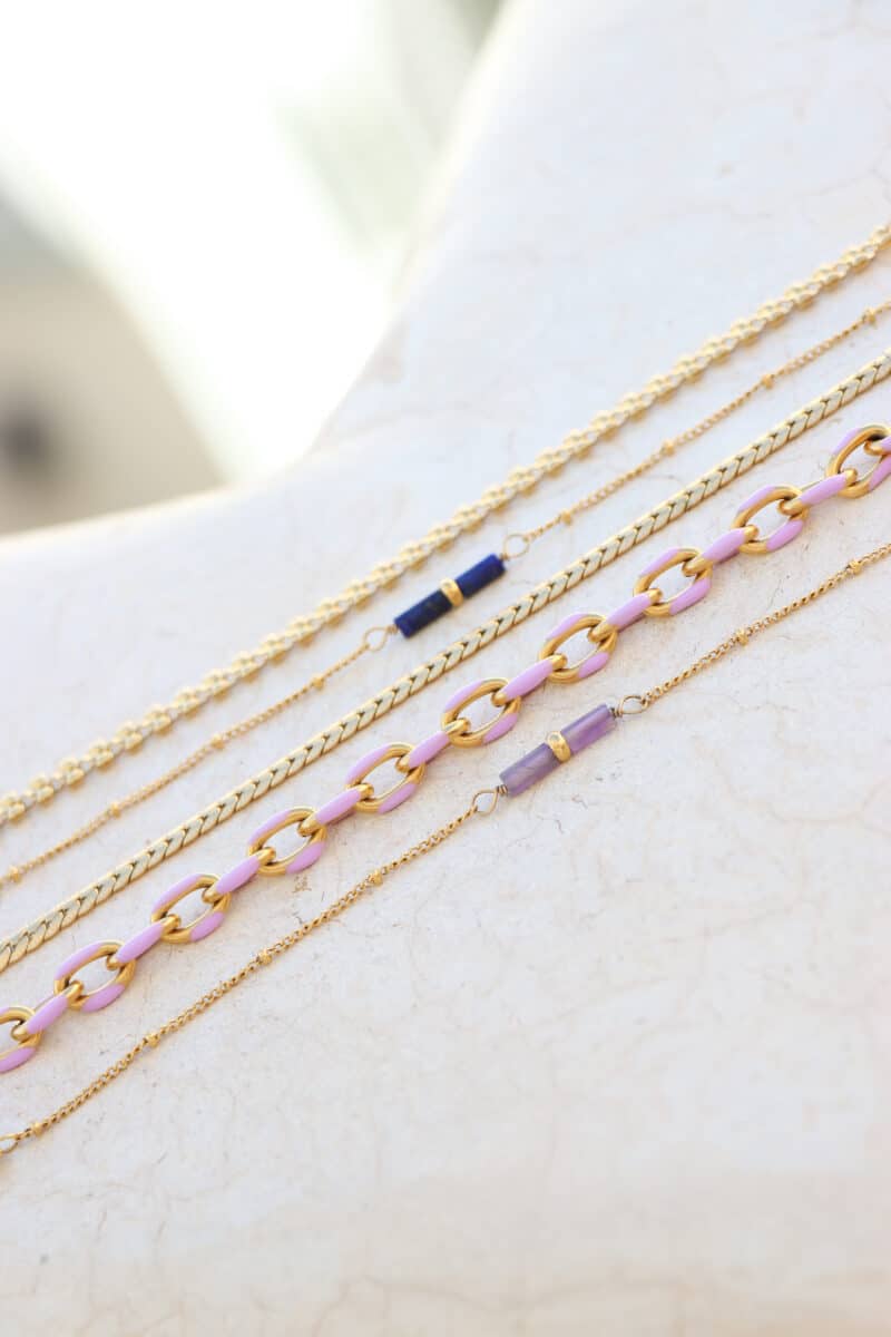 Blue tube bracelet gold