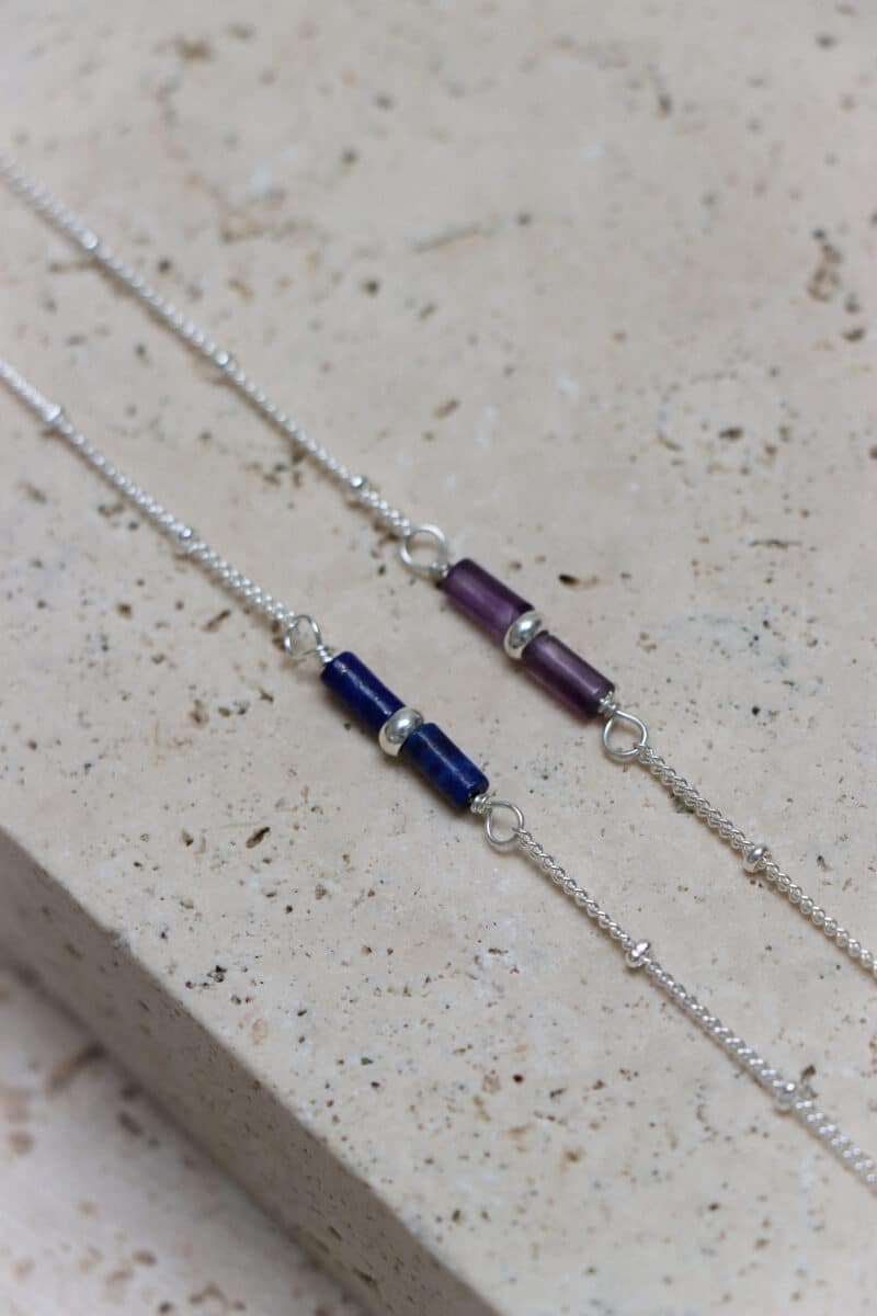 Blue tube bracelet silver