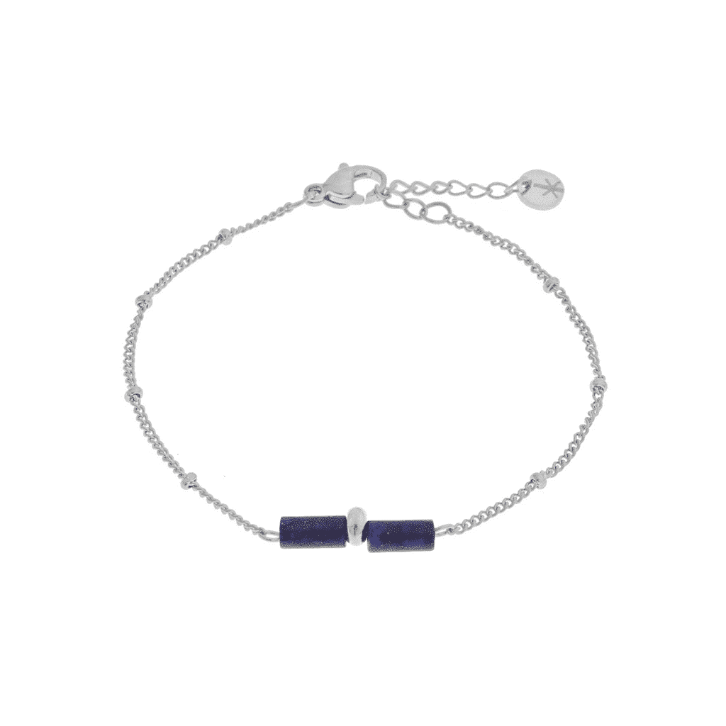 Blue tube bracelet silver
