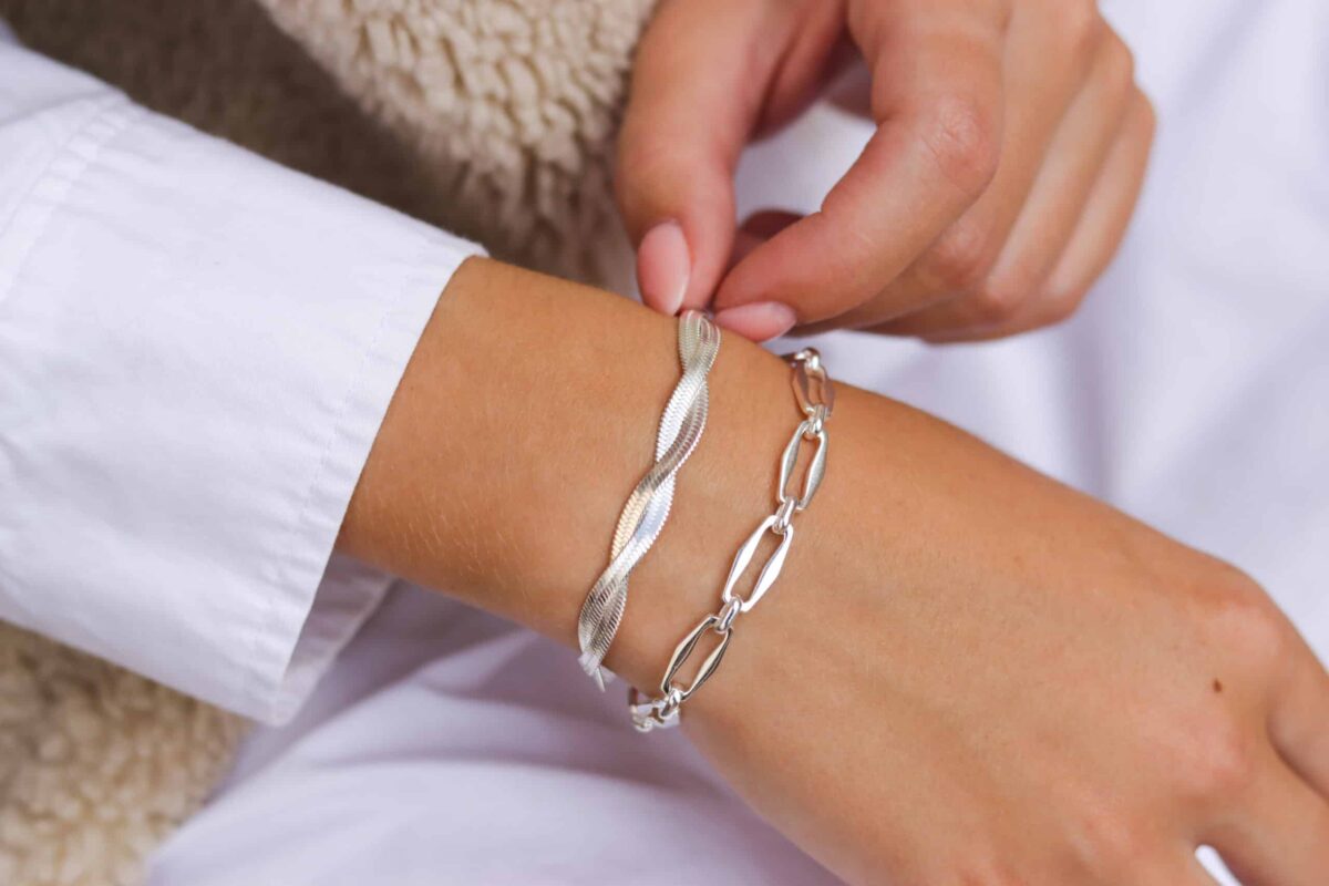 Braided snake bracelet silver