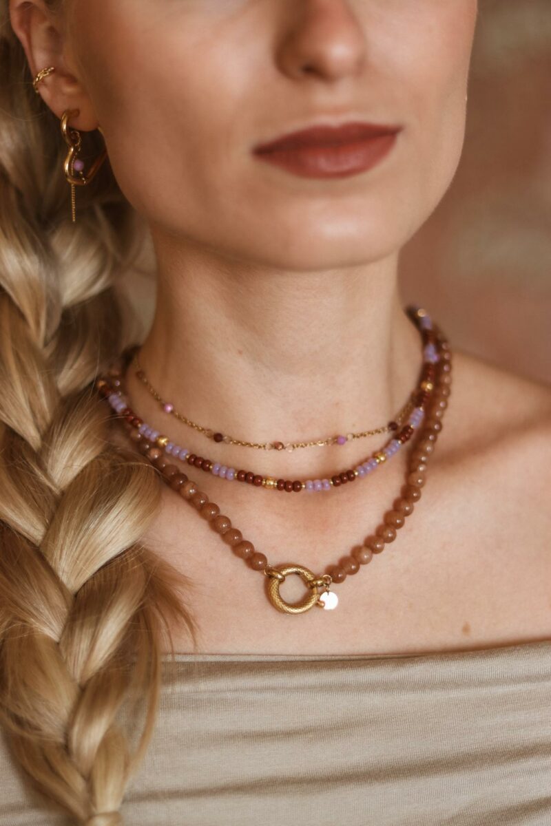 Brown snake necklace gold