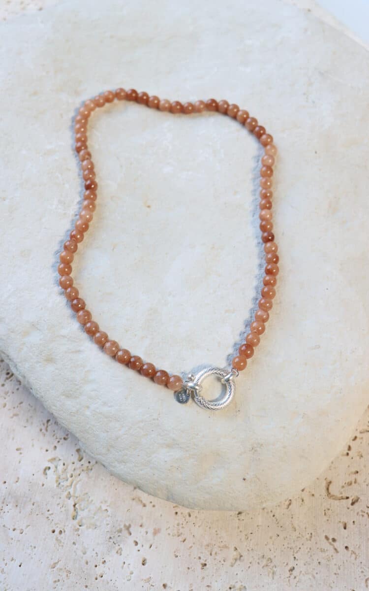 Brown snake necklace silver