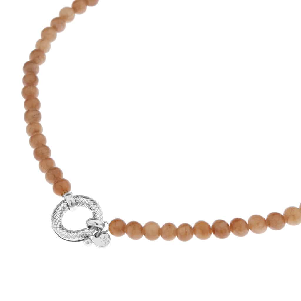 Brown snake necklace silver