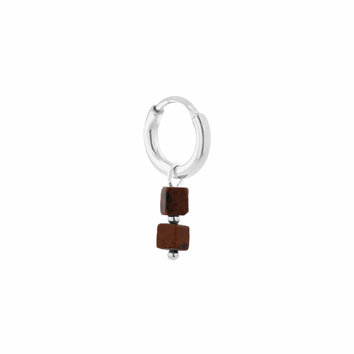 Burgundy cube hoop silver