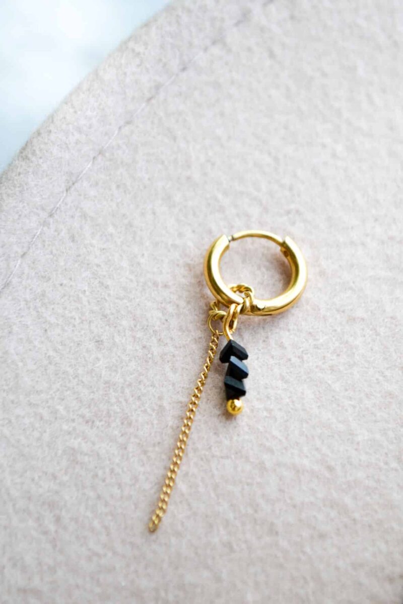 Chain black stone hoop gold