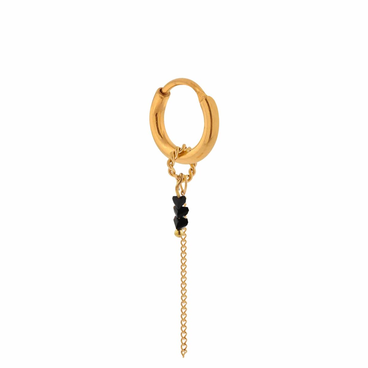 Chain black stone hoop gold
