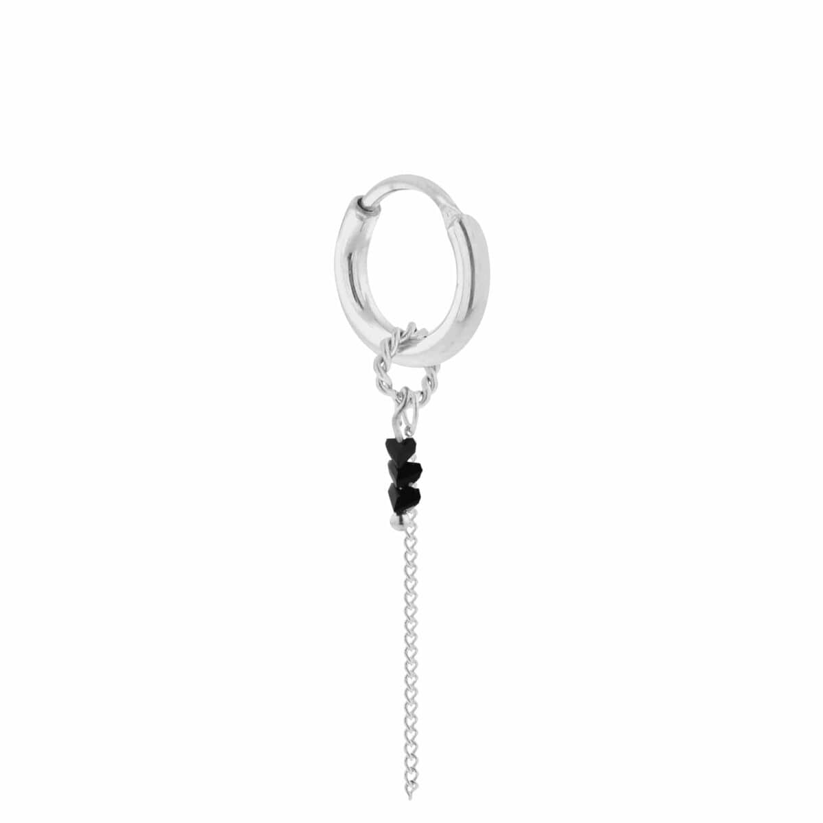 Chain black stone hoop silver