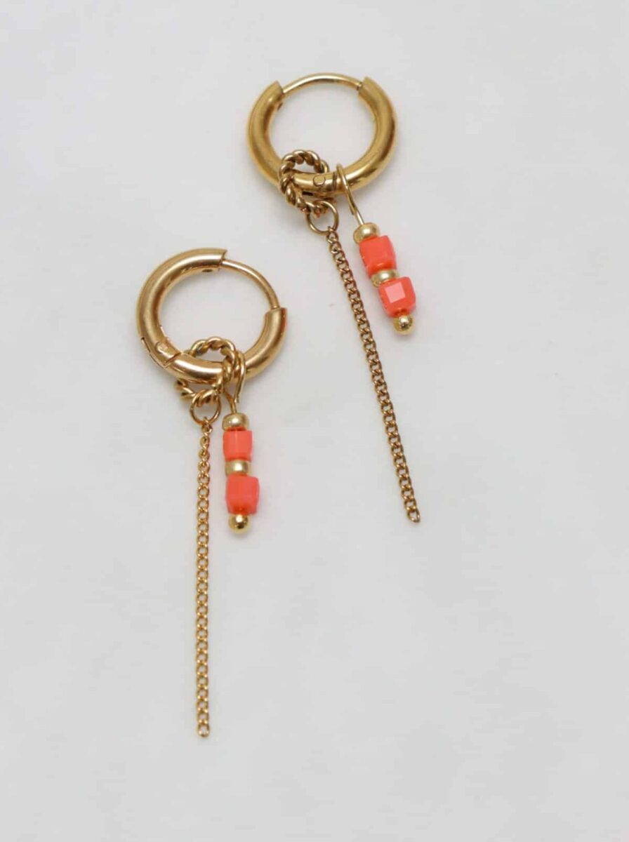 Chain coral hoop gold