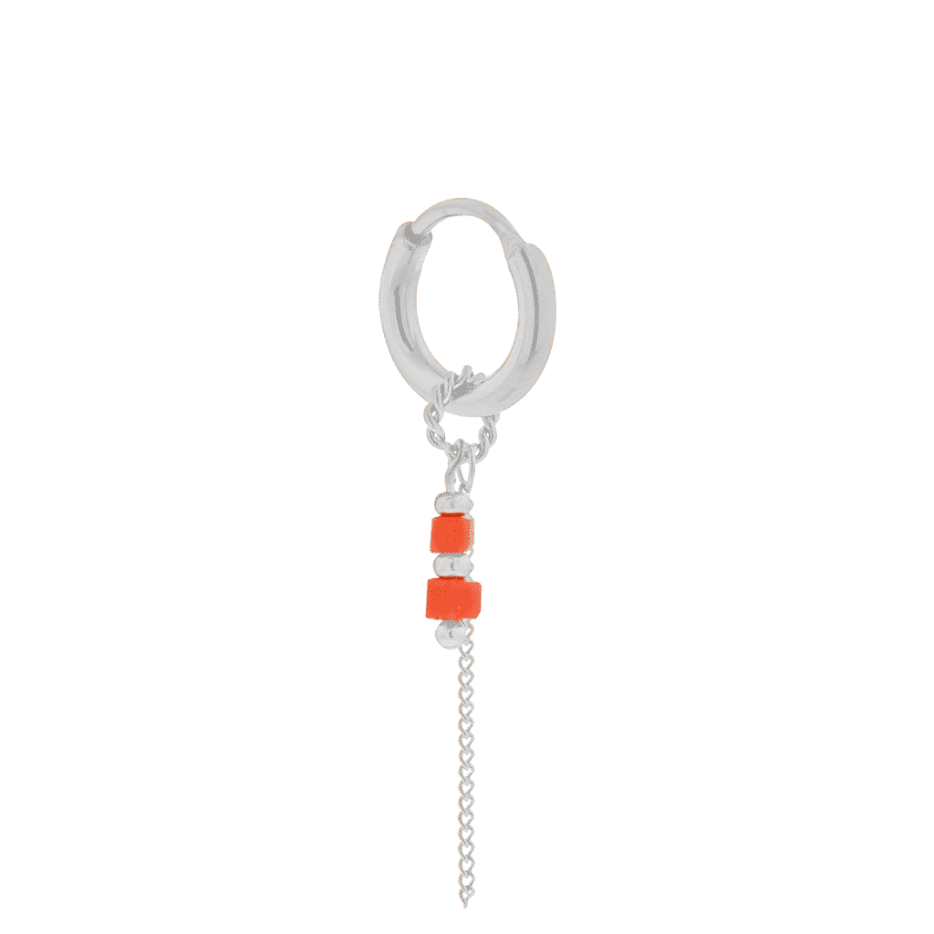 Chain coral hoop silver