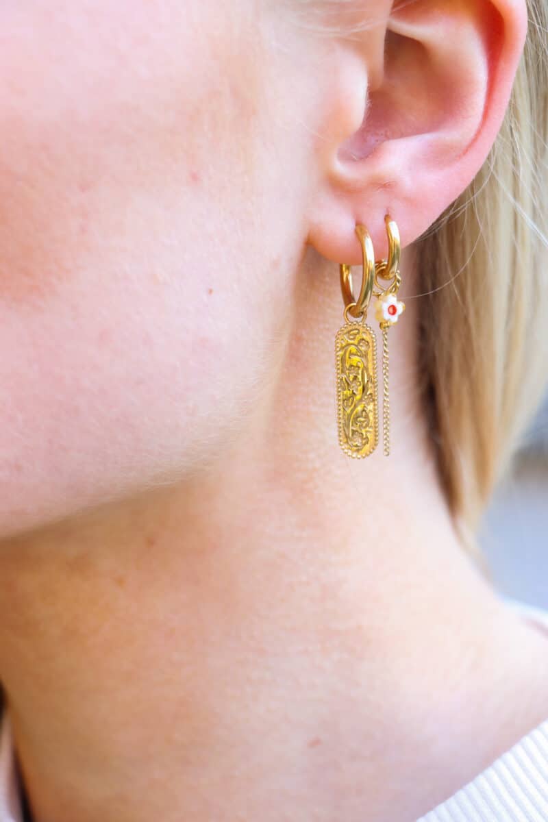 Chain flower hoop gold
