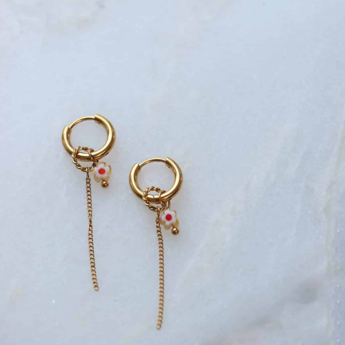Chain flower hoop gold