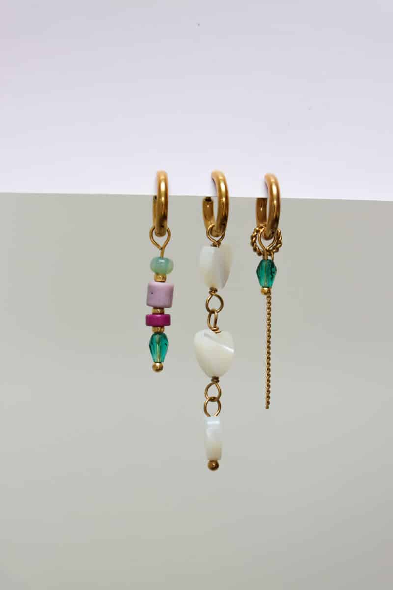 Chain green drop hoop gold