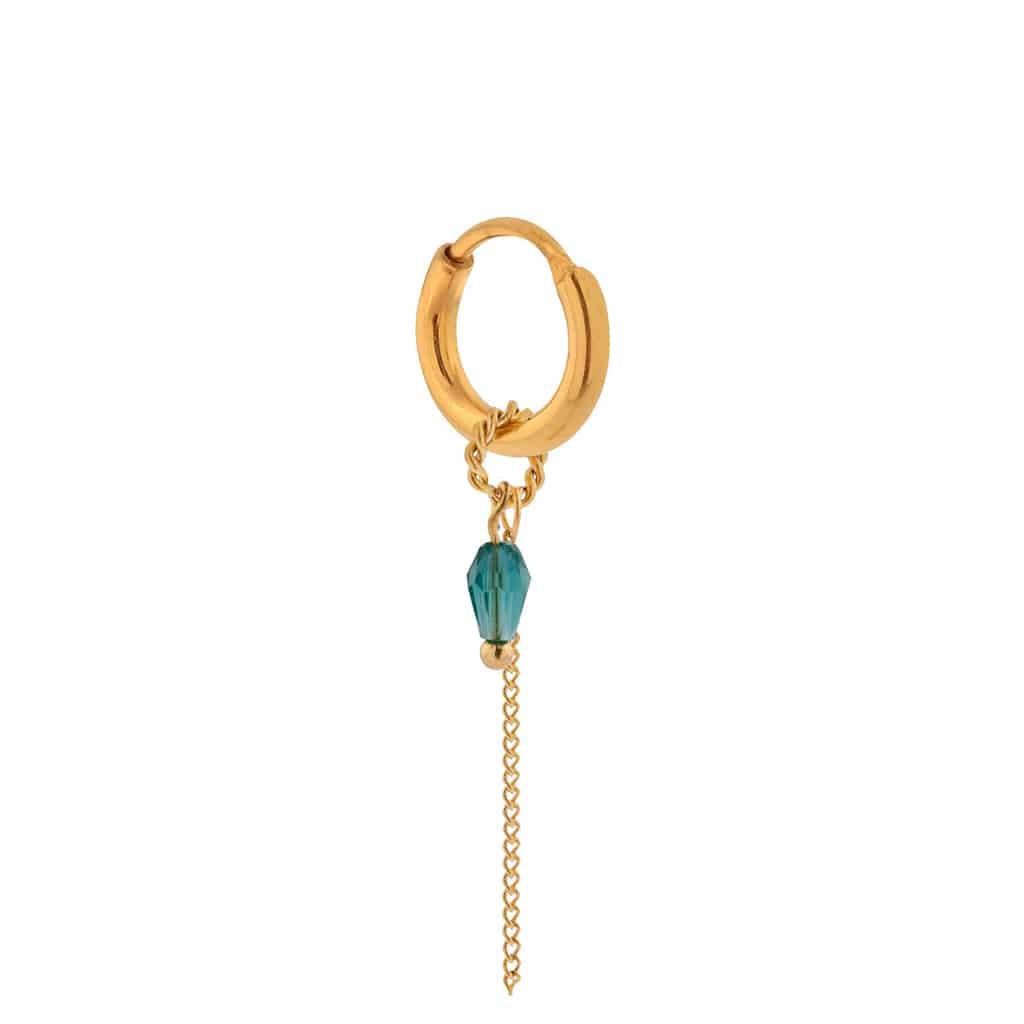 Chain green drop hoop gold