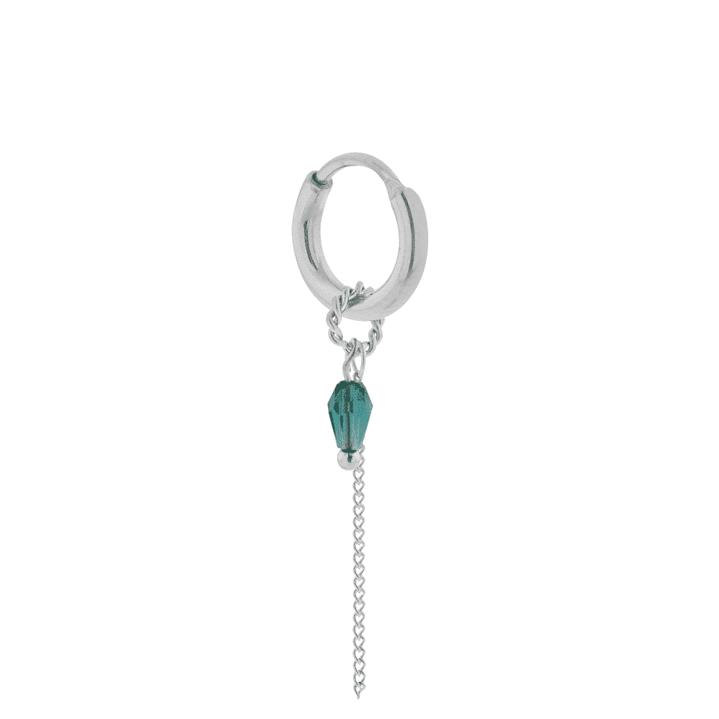 Chain green drop hoop silver