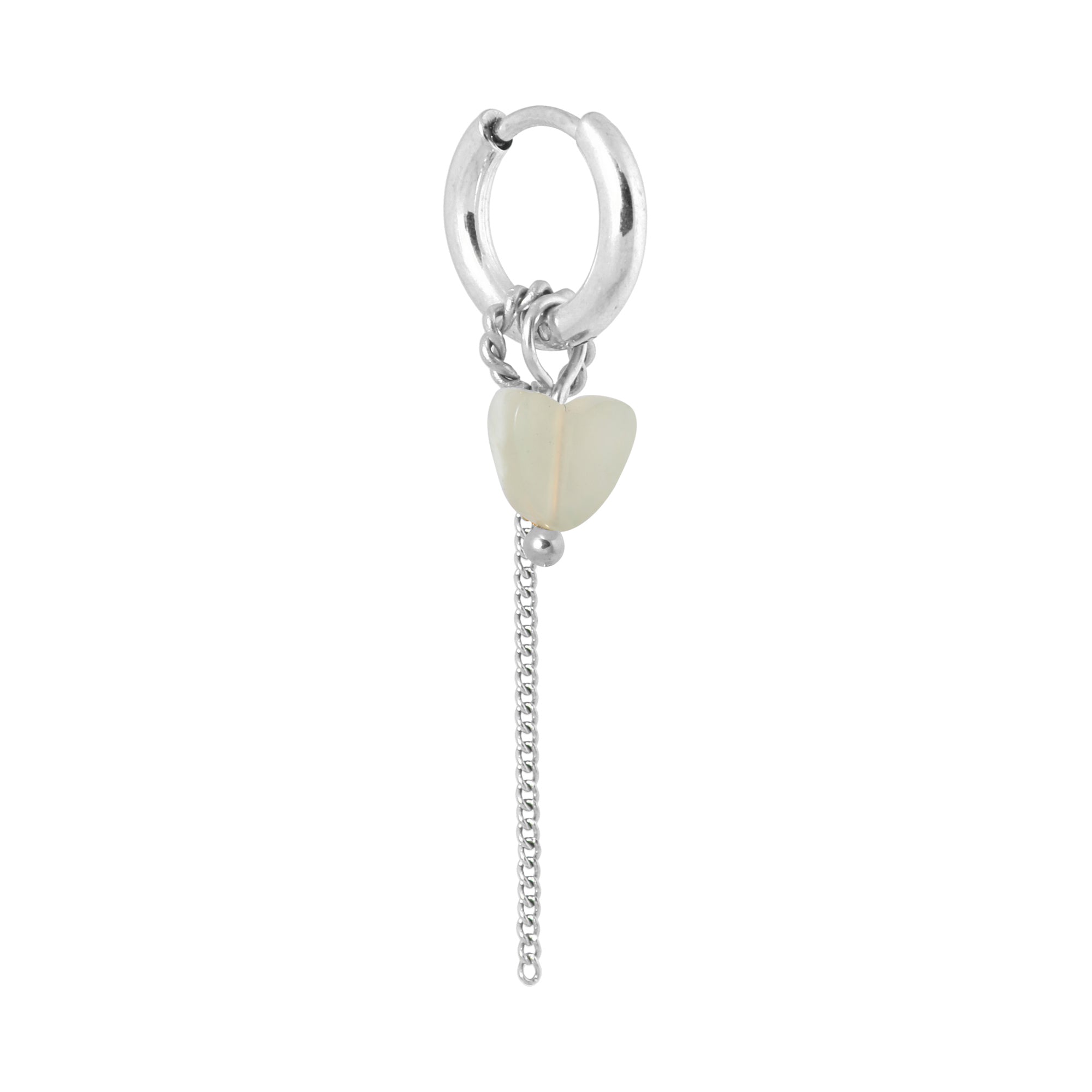 Chain green heart hoop silver