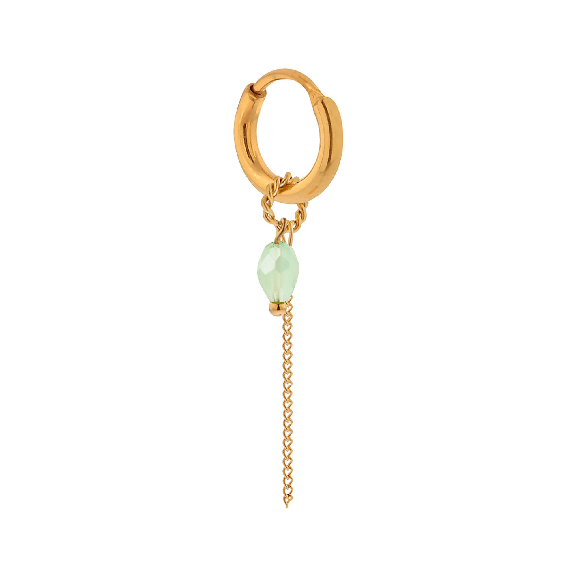 Chain light green drop hoop gold