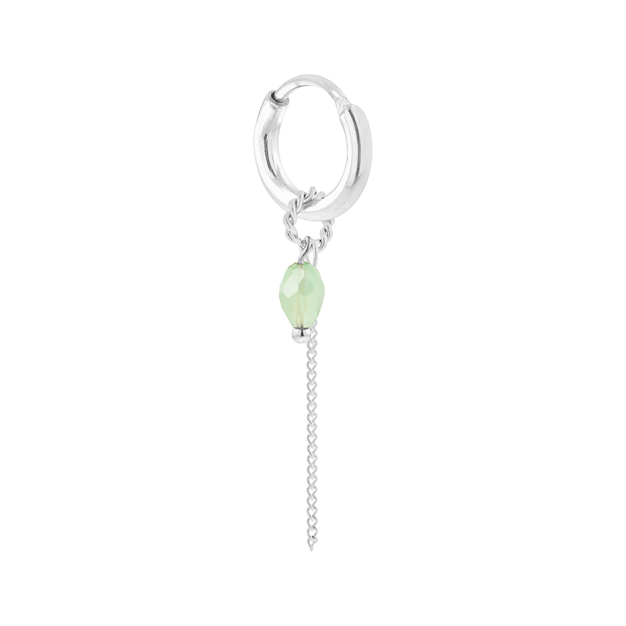 Chain light green drop hoop silver