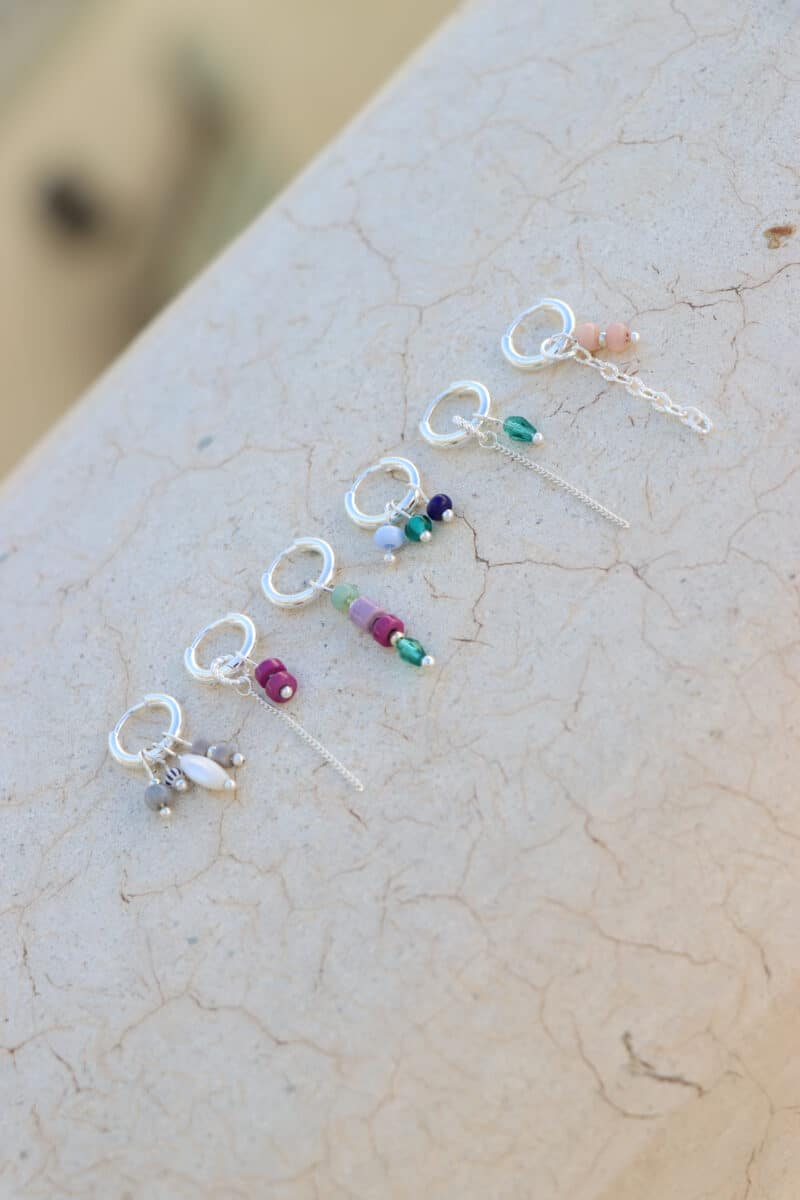 Chain magenta hoop silver