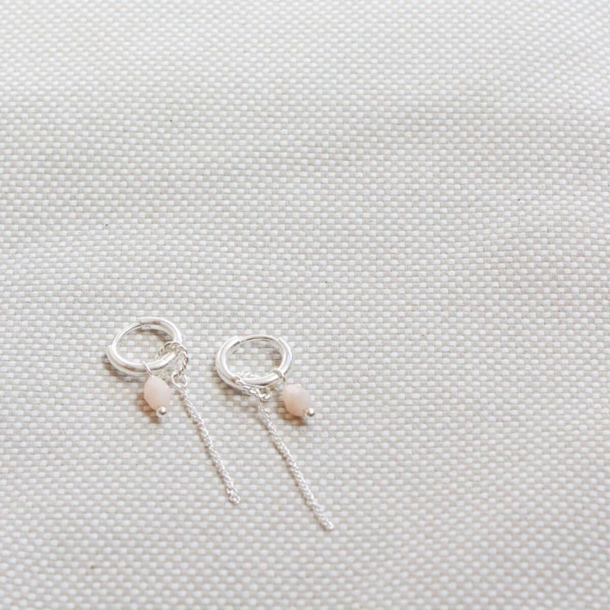 Chain nude drop hoop silver
