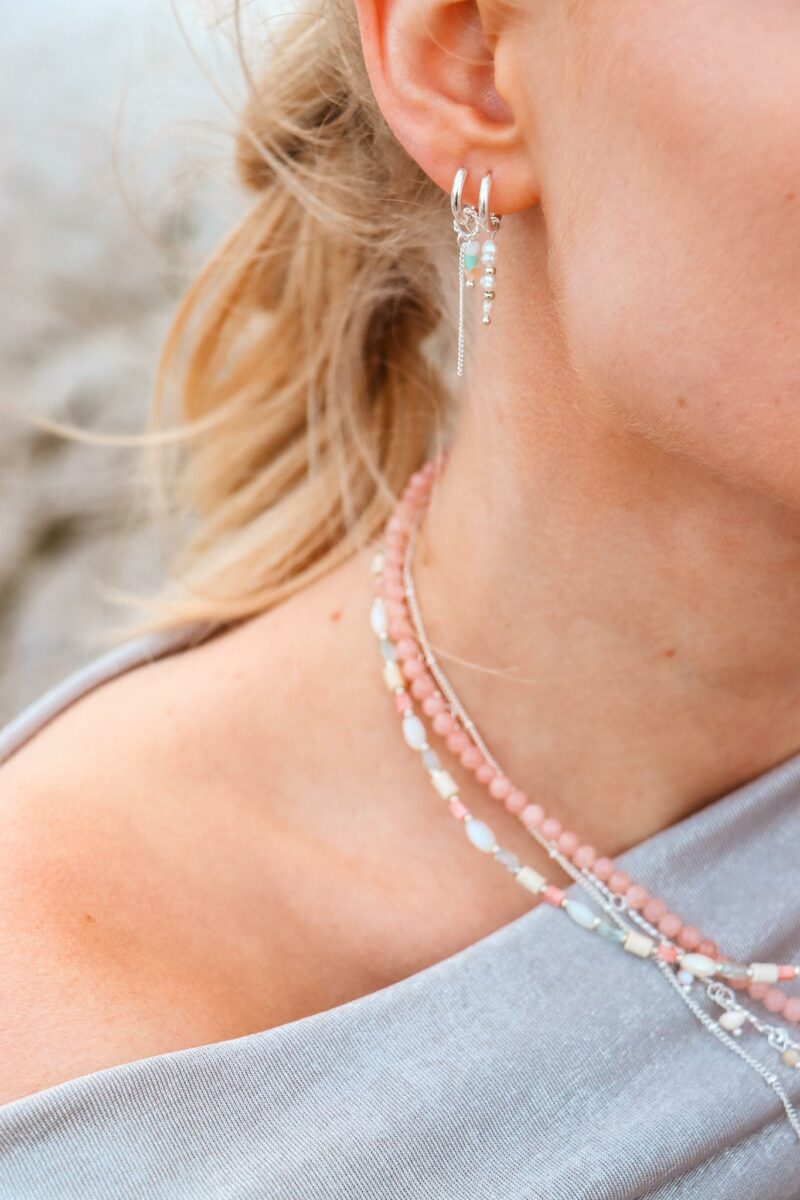 Chain pastel hoop silver