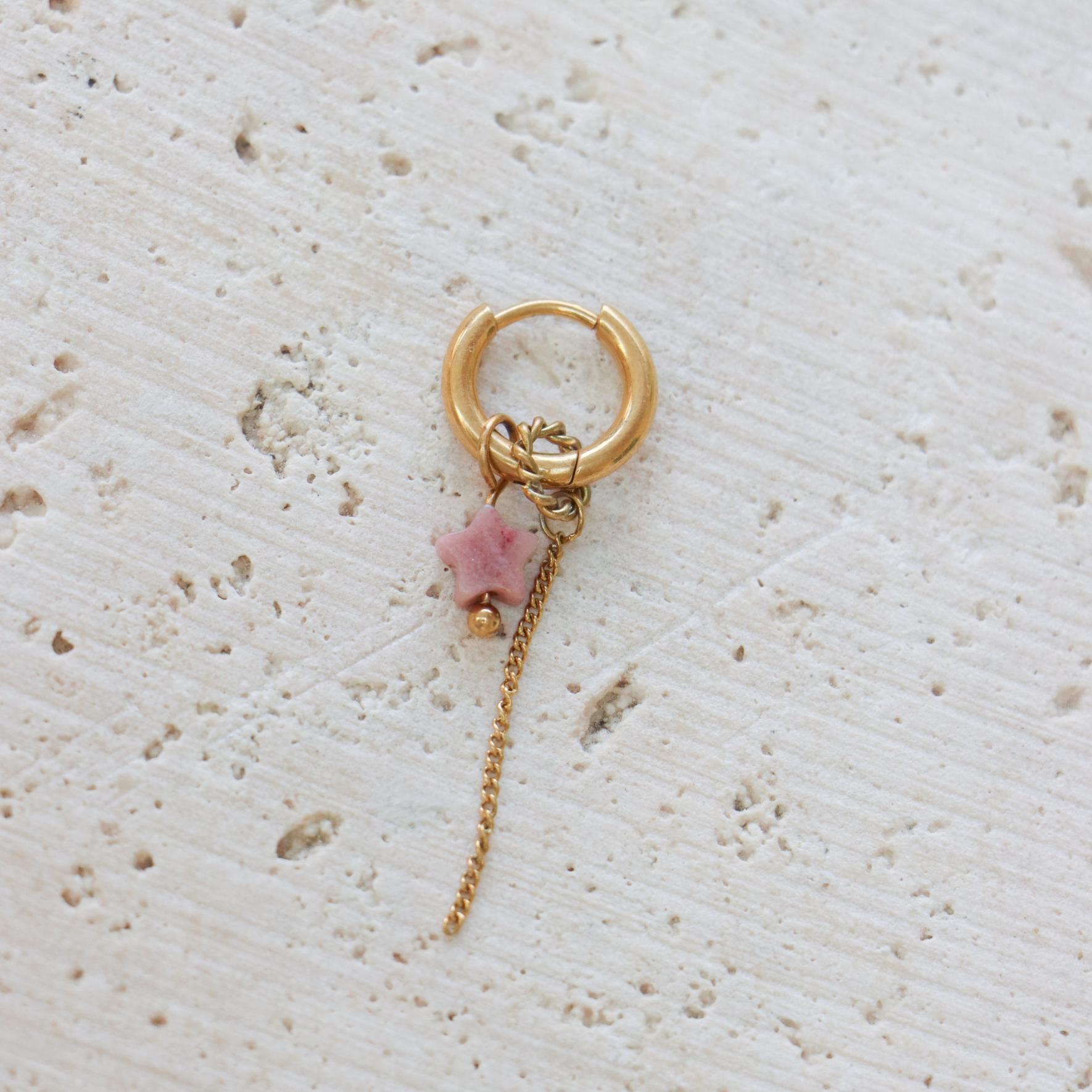 Chain pink star hoop gold
