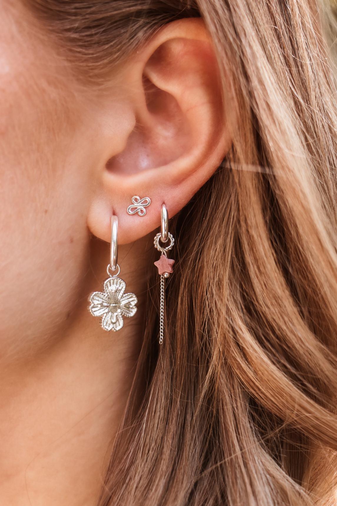 Chain pink star hoop silver