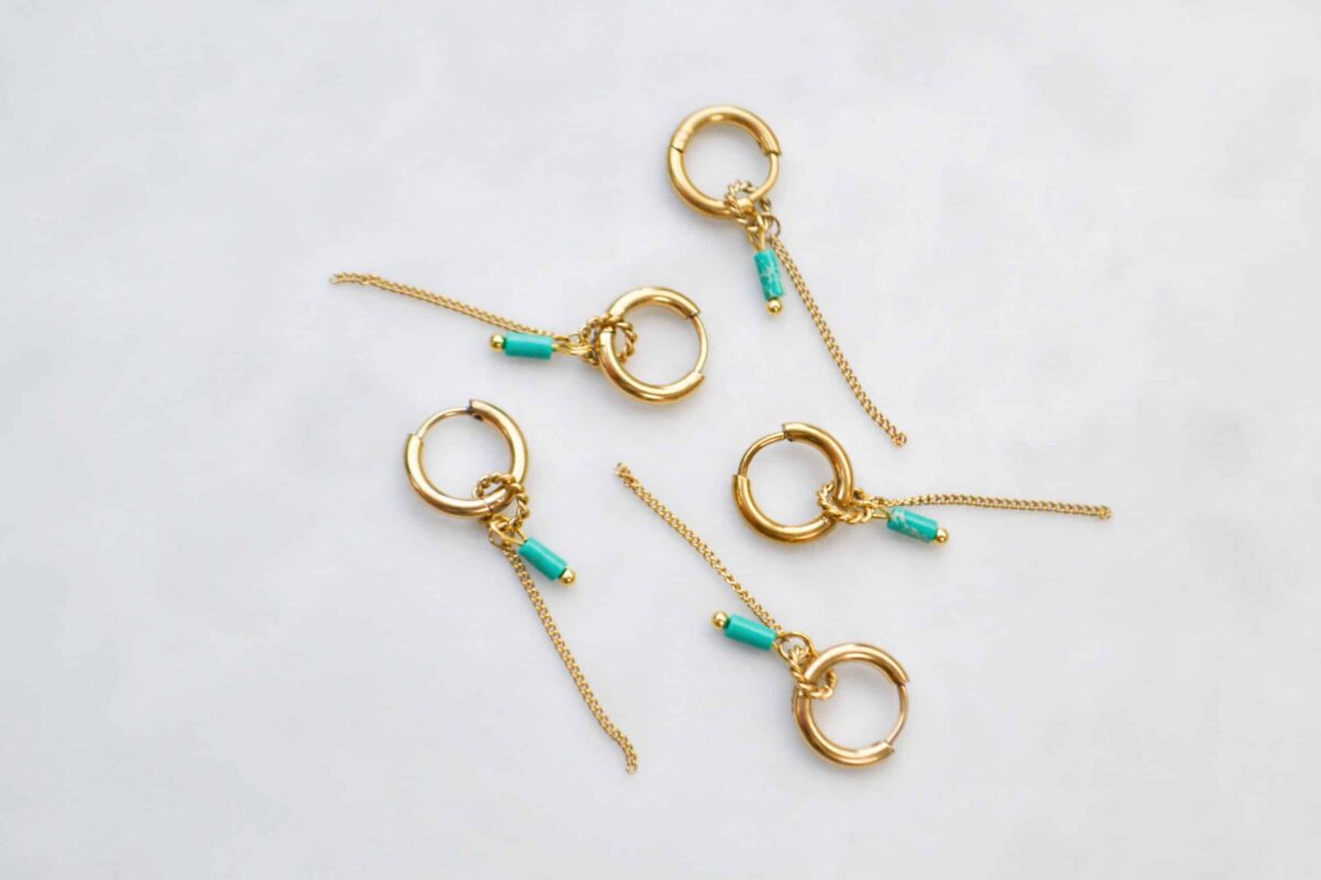 Chain turquoise hoop gold