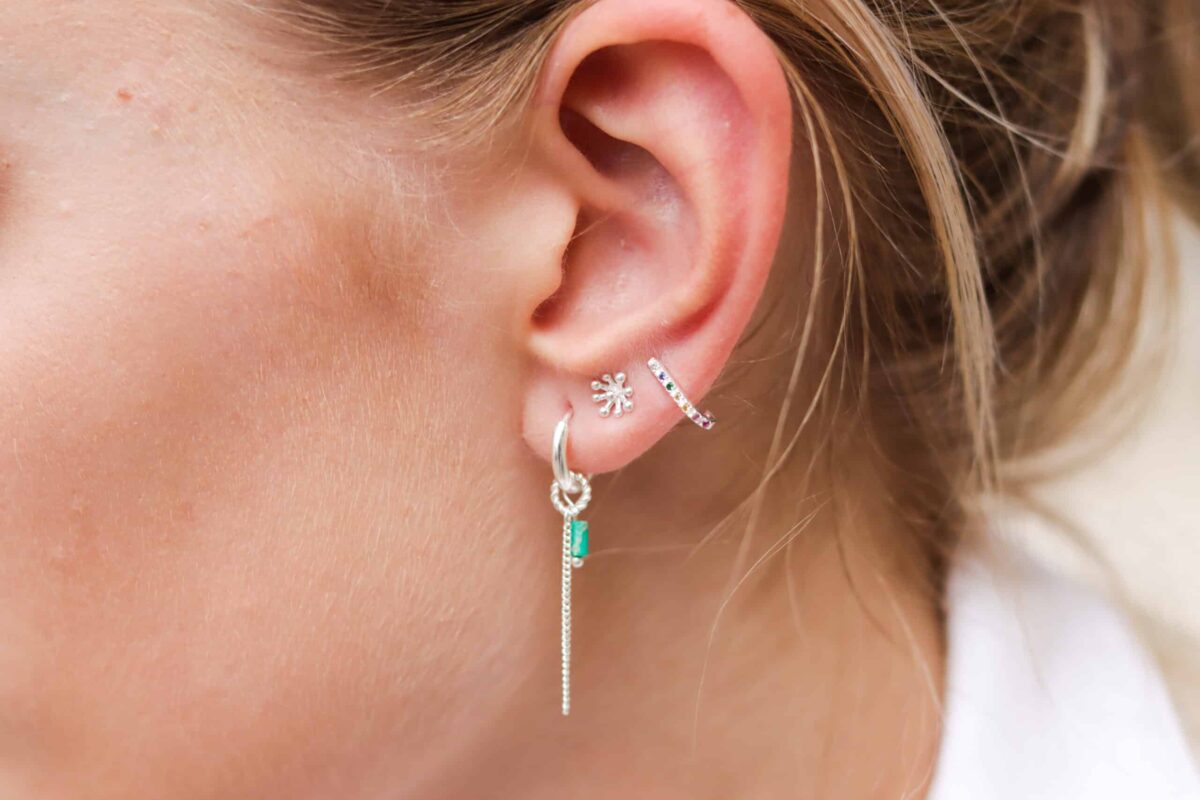 Chain turquoise hoop silver