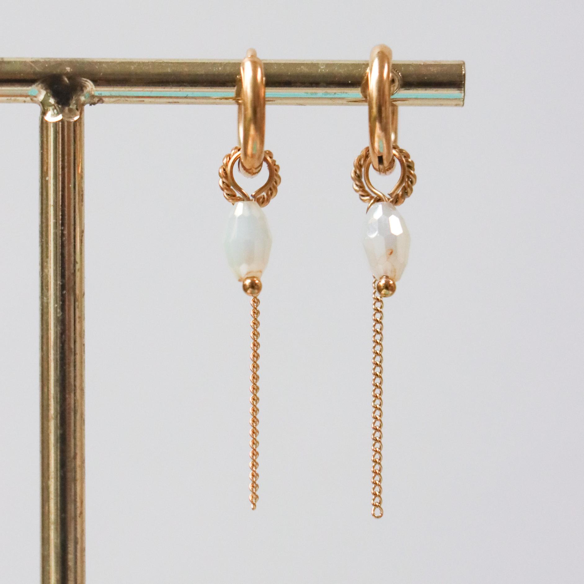 Chain water drop hoop gold