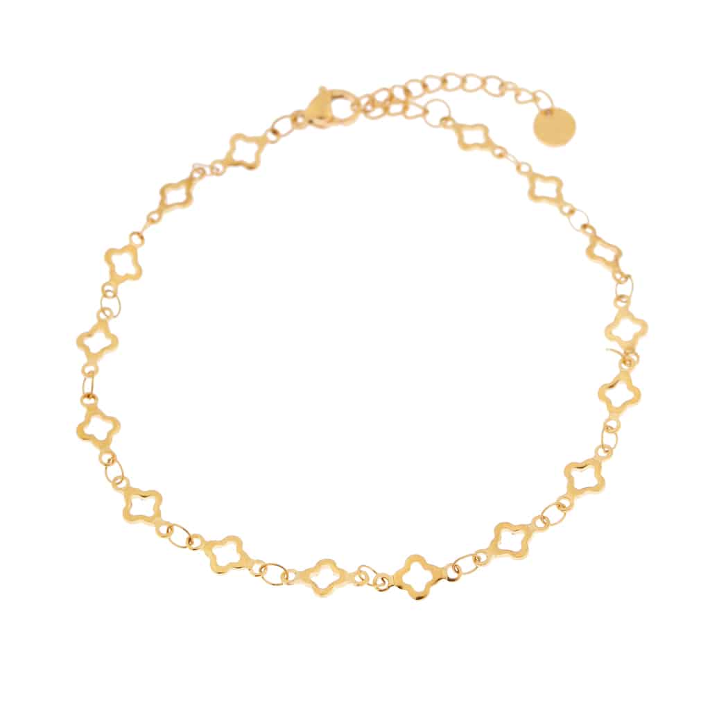 Clover row anklet gold