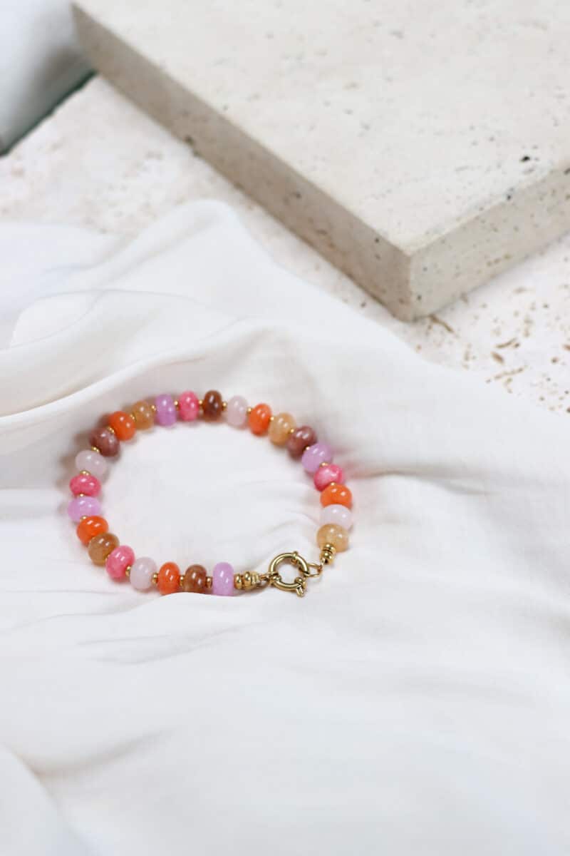 Colorful jade bracelet gold
