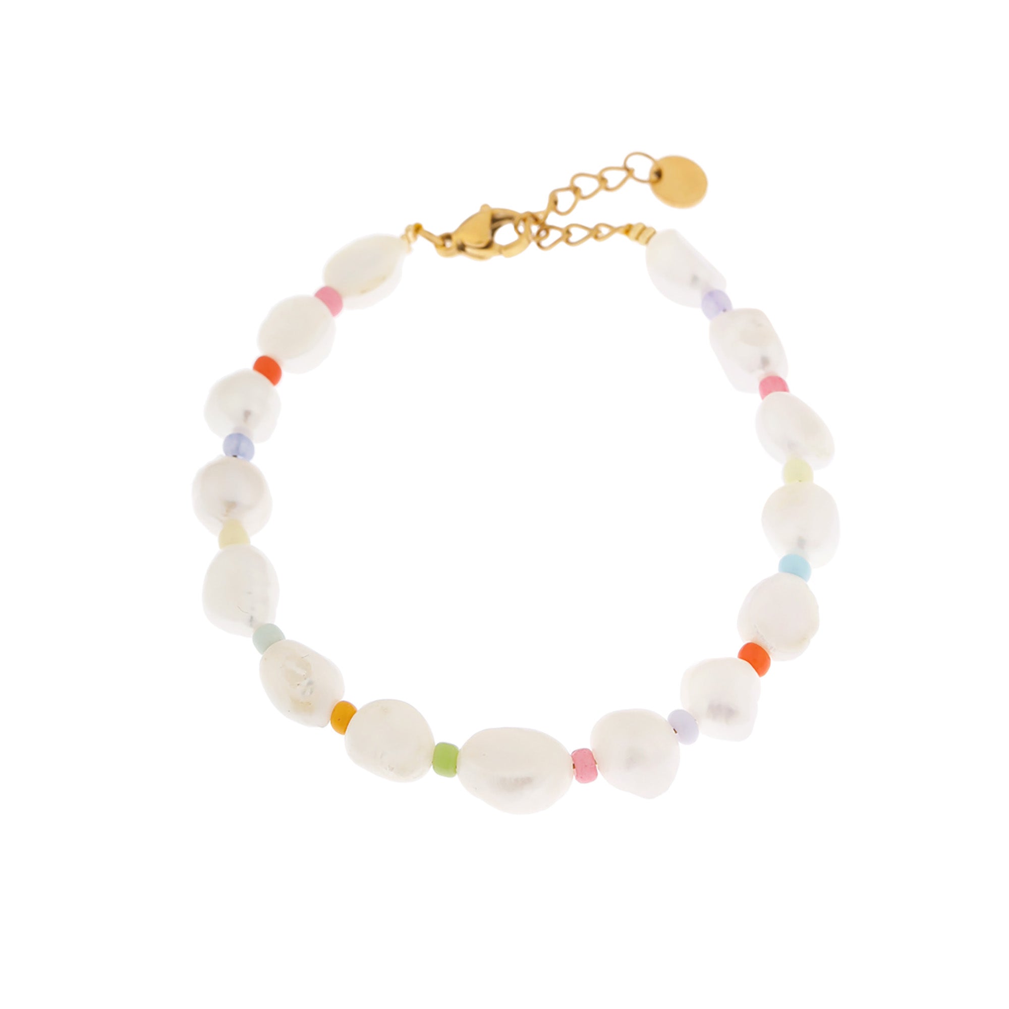 Colorful pearl bracelet gold