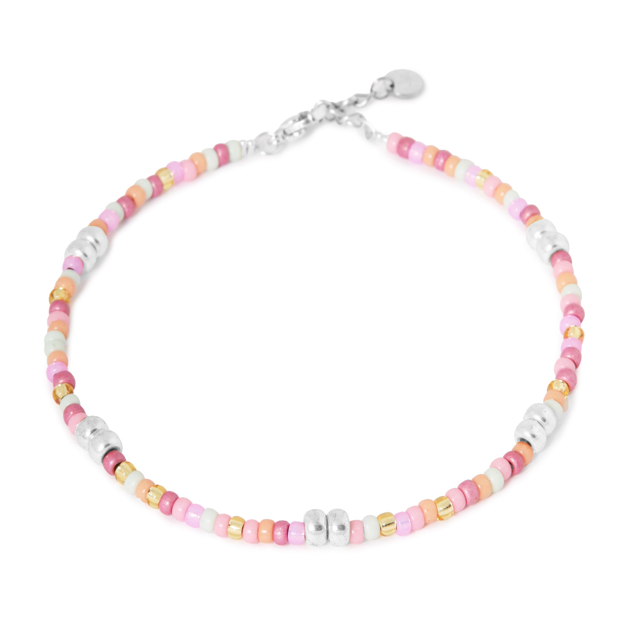 Colorful rainbow anklet silver