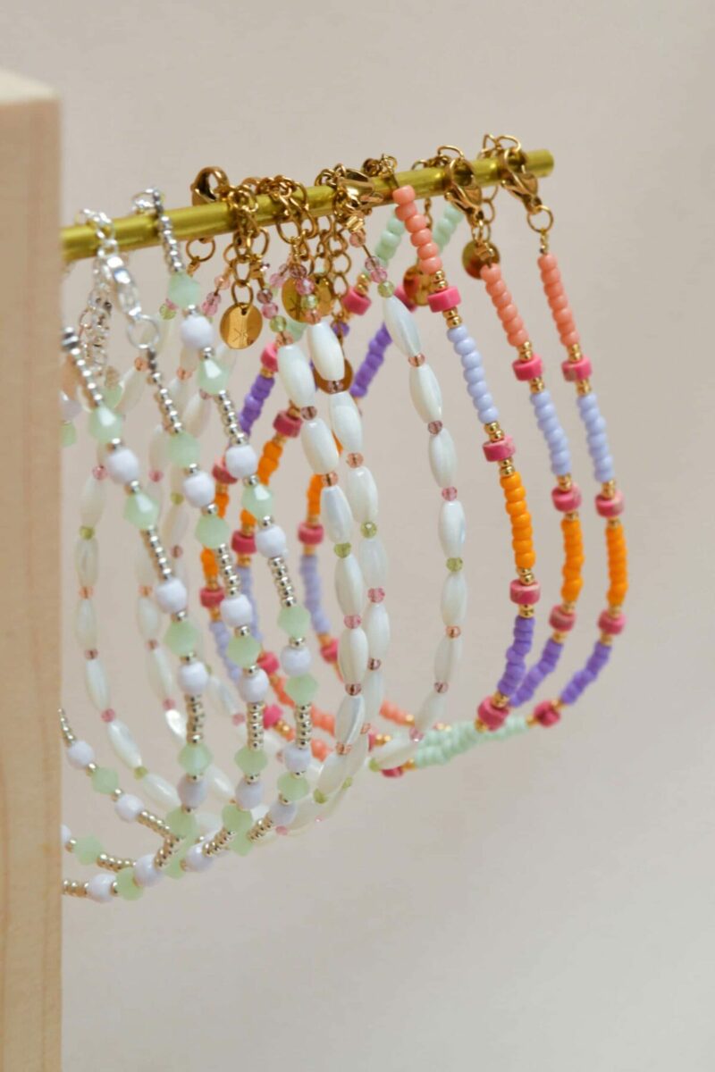Colorful shell anklet gold