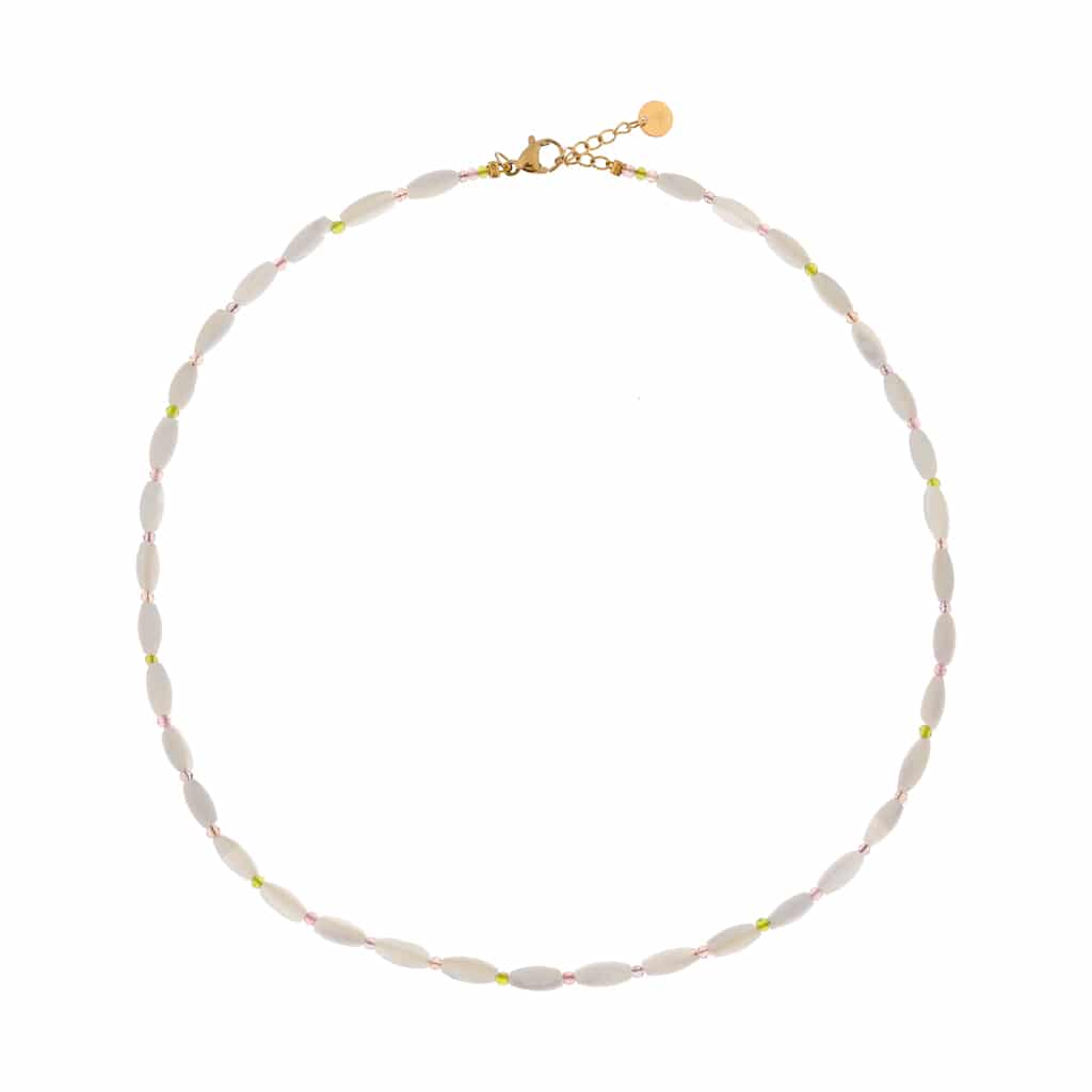 Colorful shell choker gold