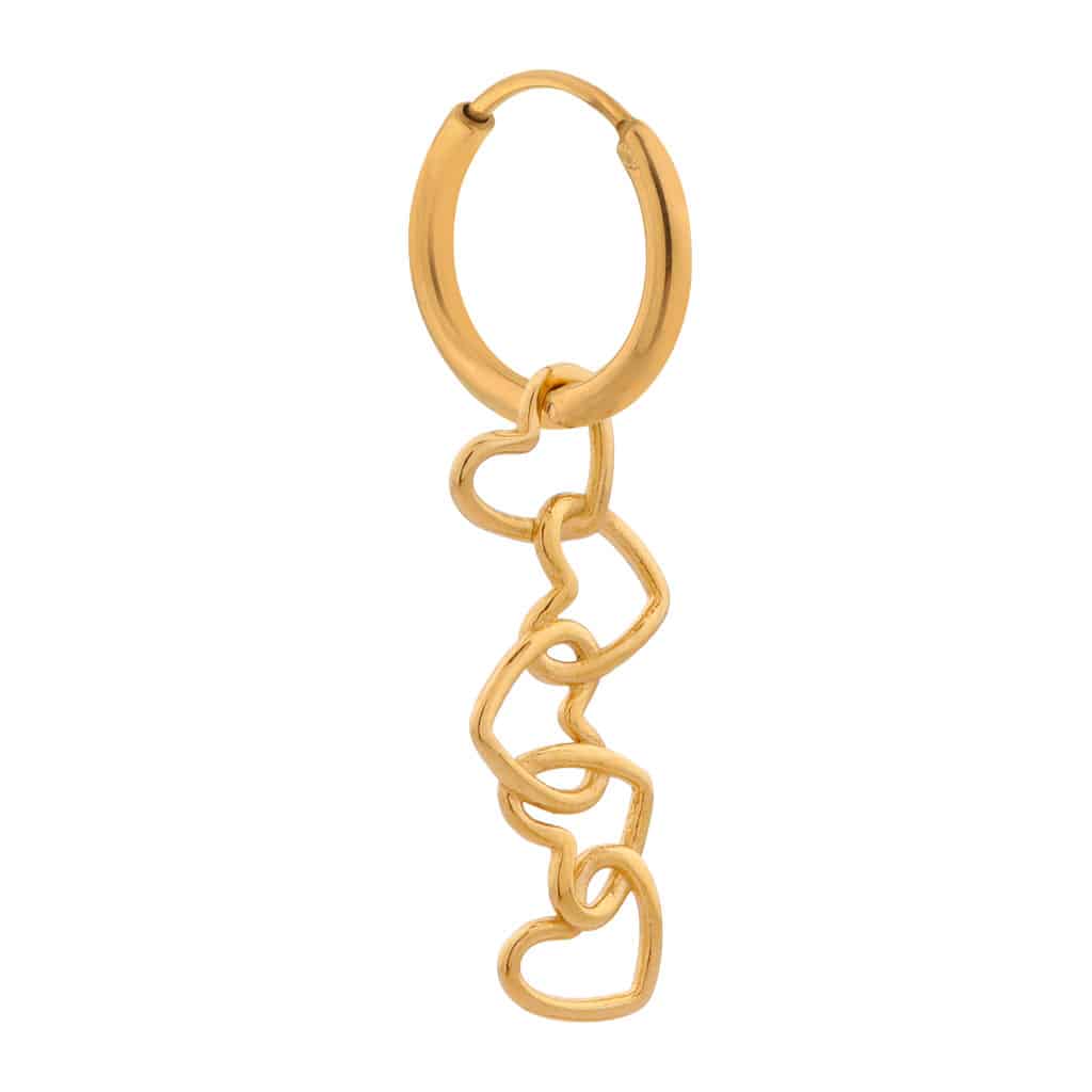 Connected hearts hoop gold