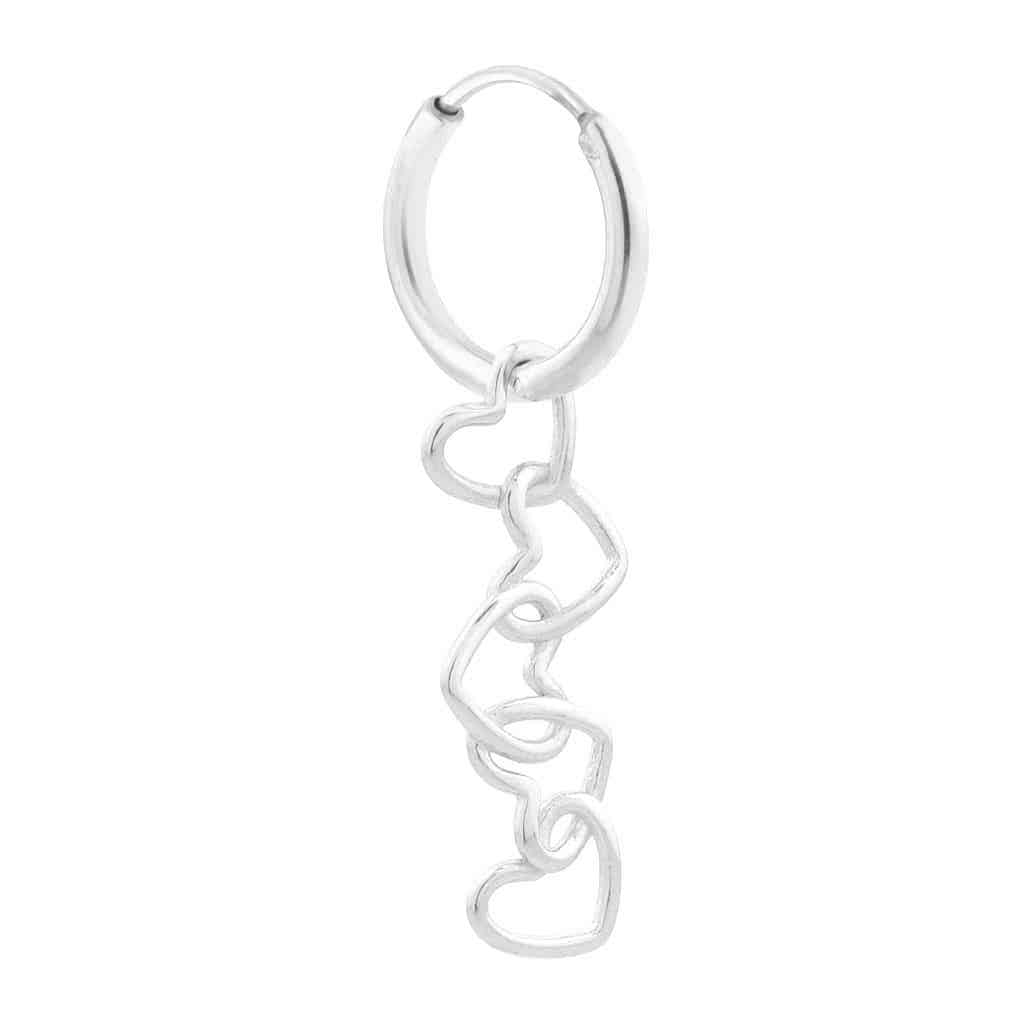 Connected hearts hoop silver