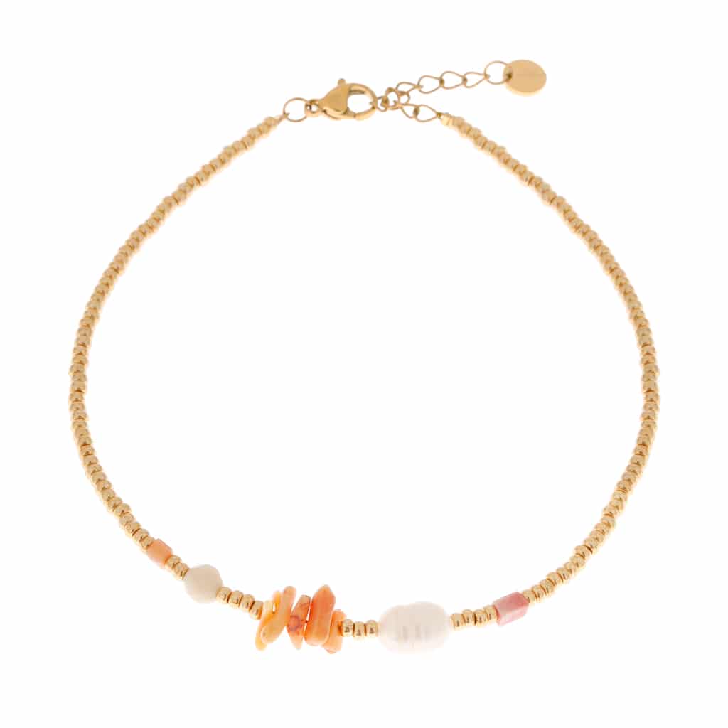 Coral beach anklet gold