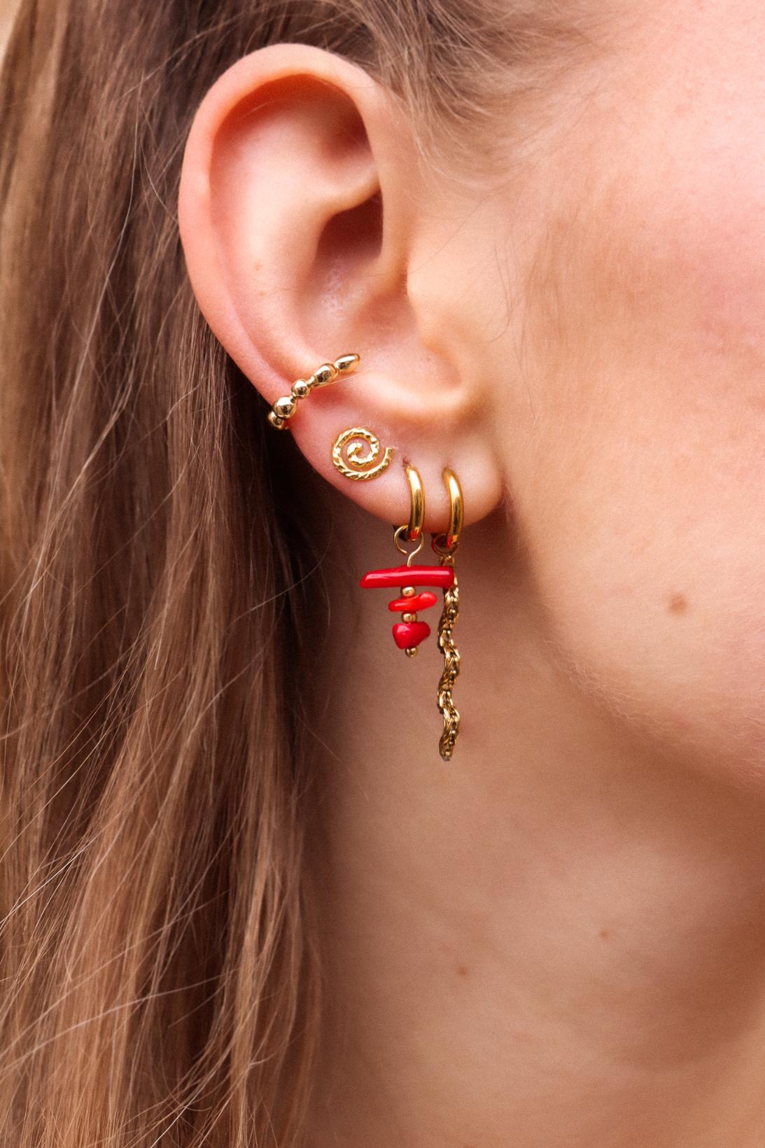 Coral crush hoop gold
