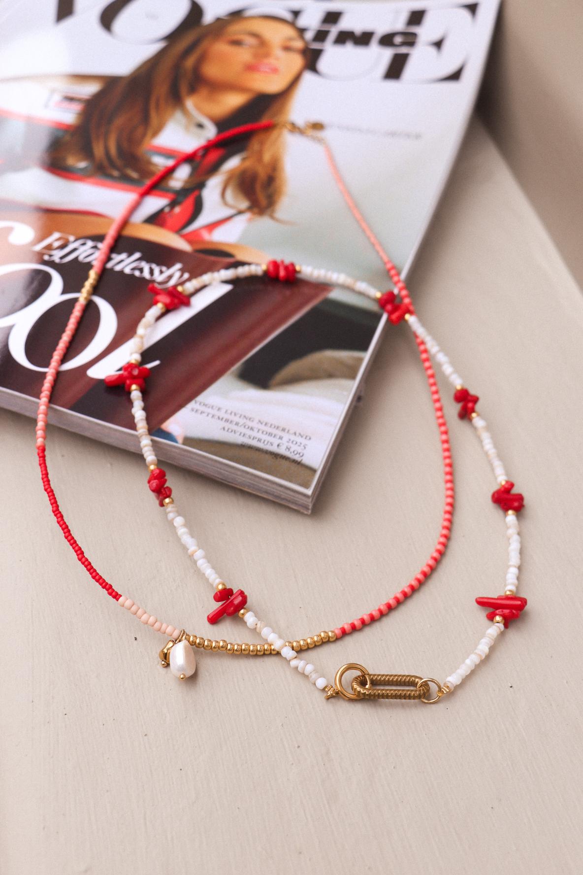 Coral crush necklace gold