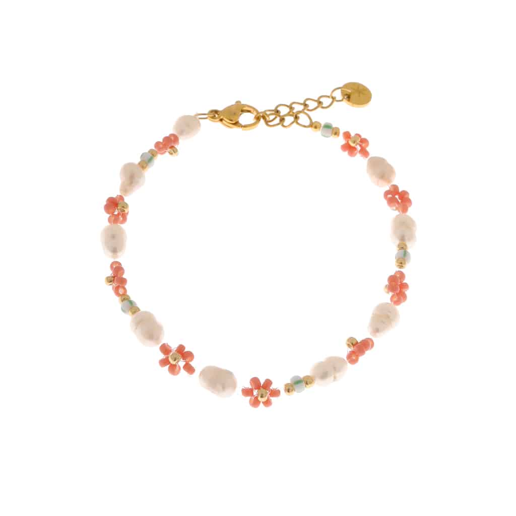 Coral flower bracelet gold