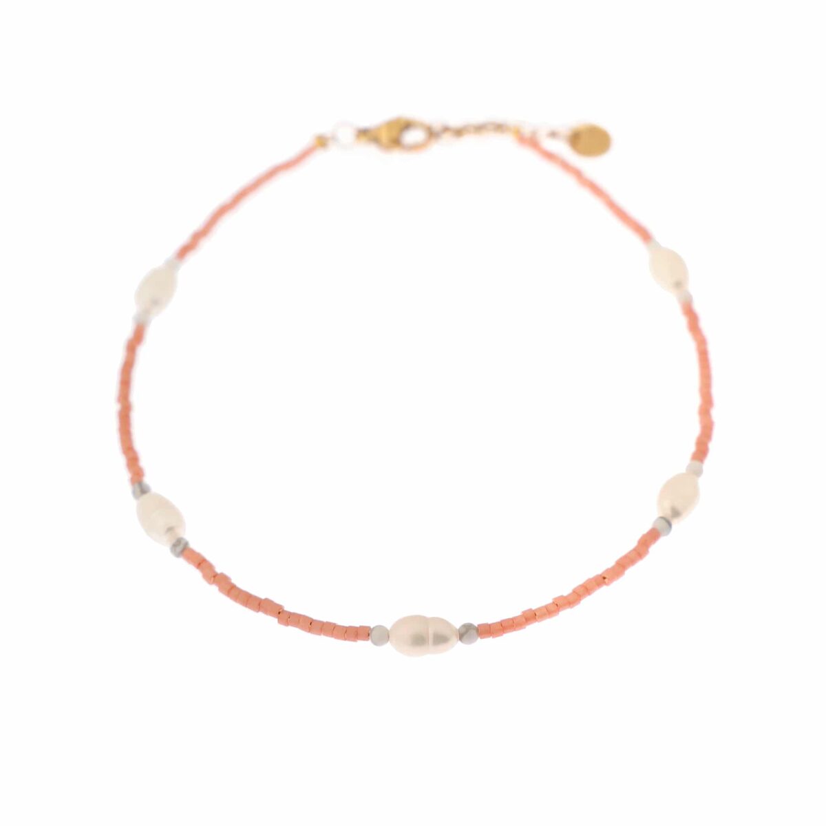 Coral pearl anklet gold