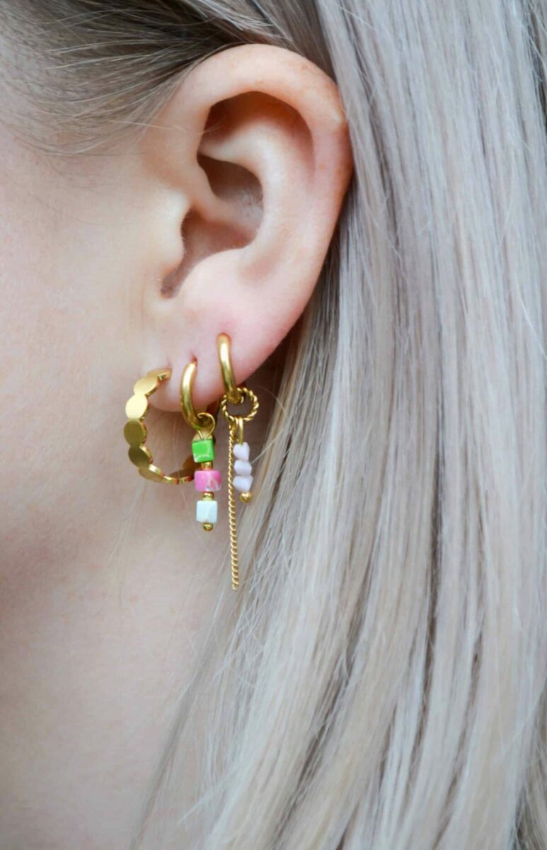 Cube color hoop gold