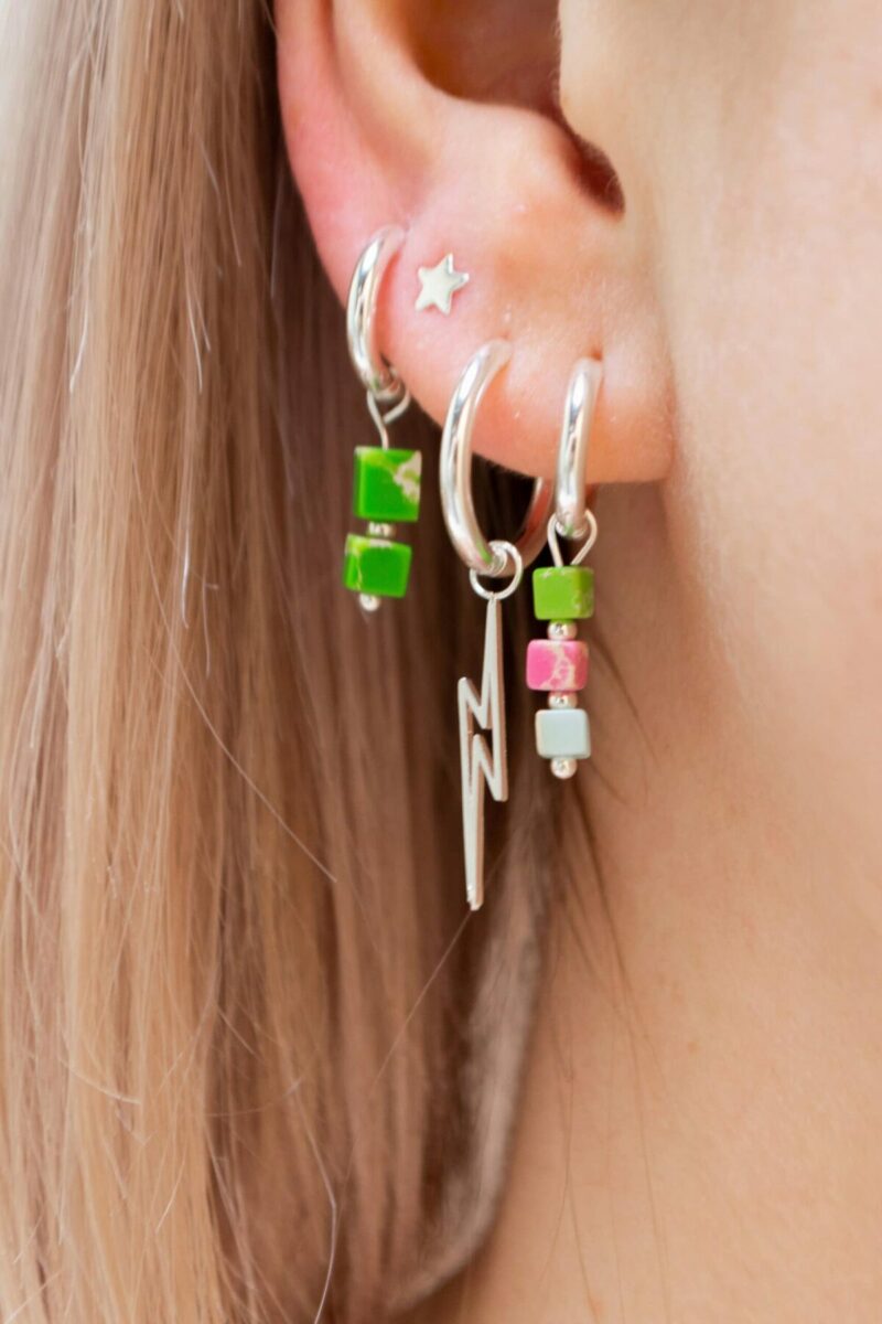 Cube green hoop silver