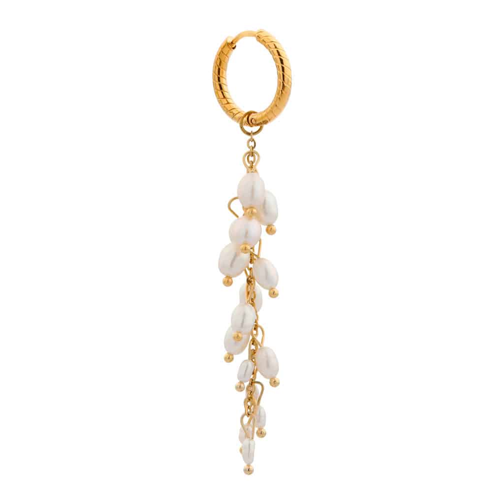 Dancing pearls hoop gold