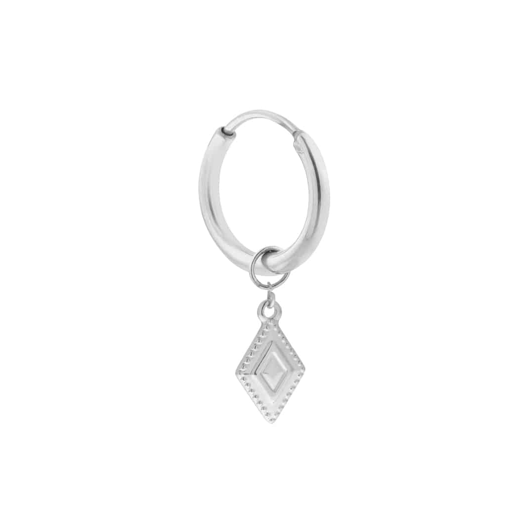 Diamond dots hoop silver