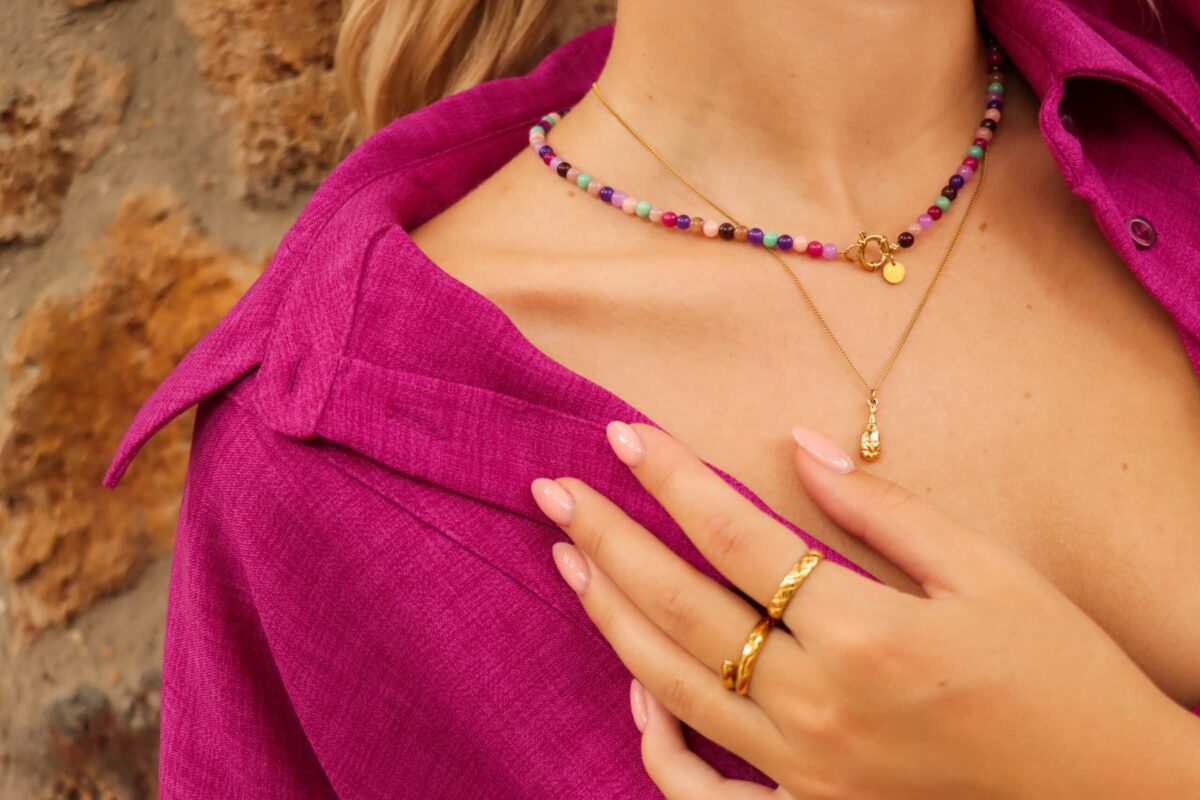 Disco beads necklace gold