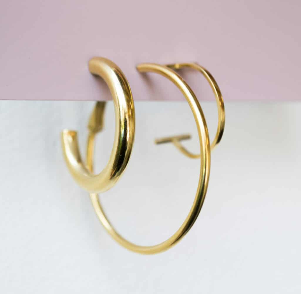 Double bar hoop gold