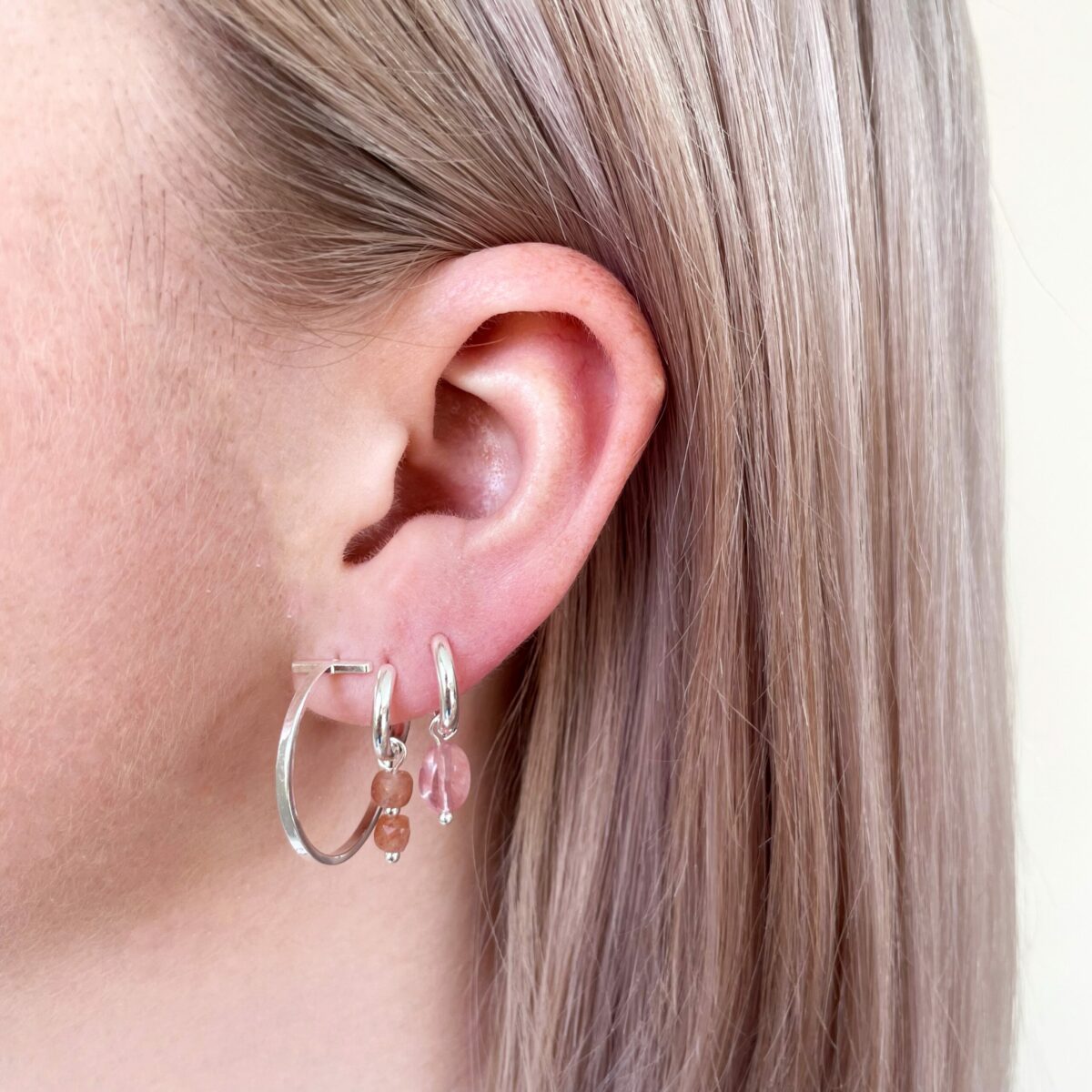 Double bar hoop silver