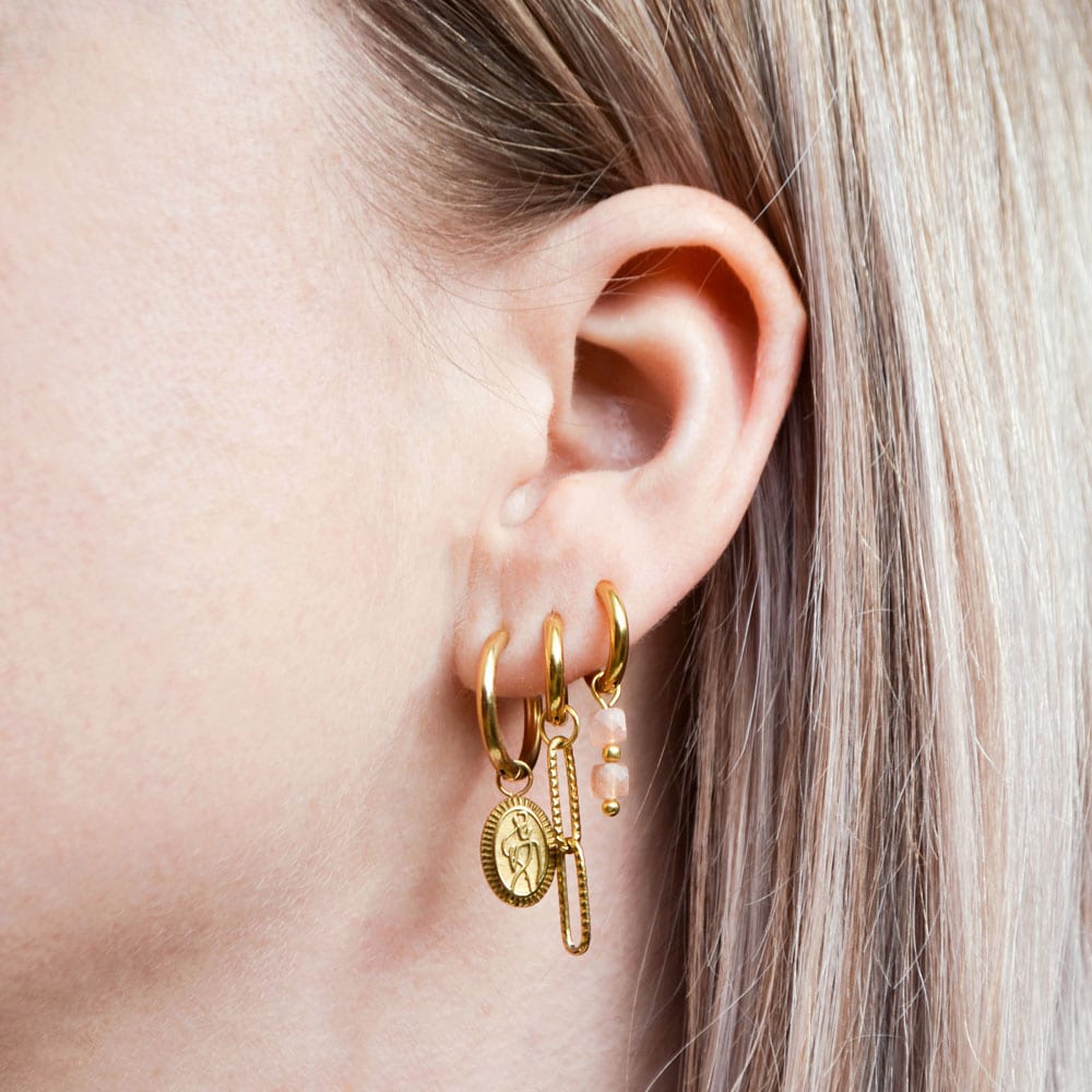 Double chain hoop gold